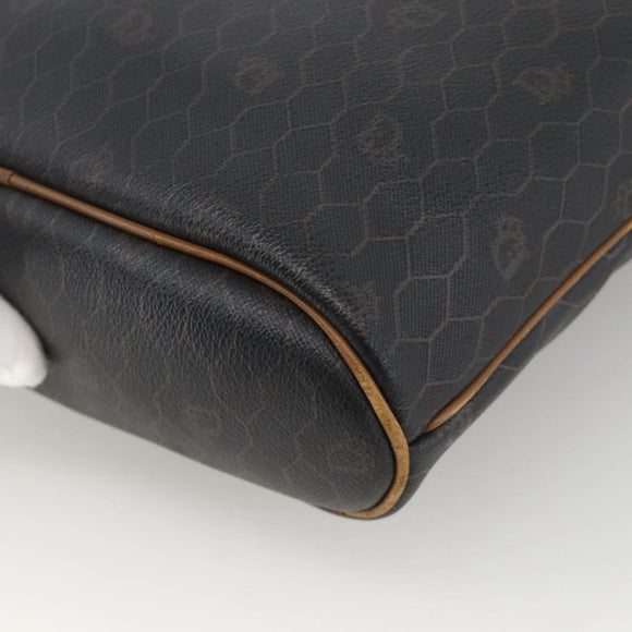 Christian Dior Honeycomb Canvas Tote Bag PVC Black Gold Auth ka3658