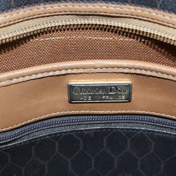 Christian Dior Honeycomb Canvas Tote Bag PVC Black Gold Auth ka3658