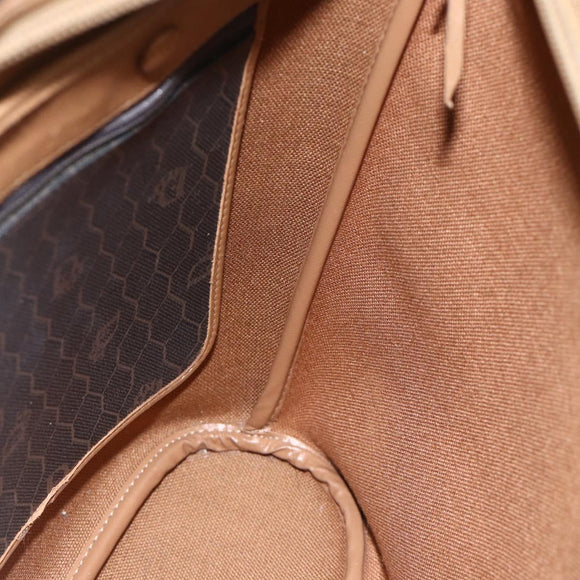 Christian Dior Honeycomb Canvas Tote Bag PVC Black Gold Auth ka3658