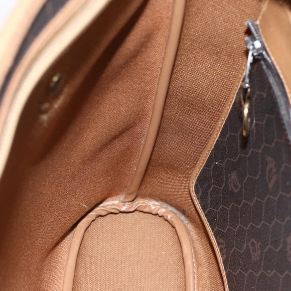 Christian Dior Honeycomb Canvas Tote Bag PVC Black Gold Auth ka3658