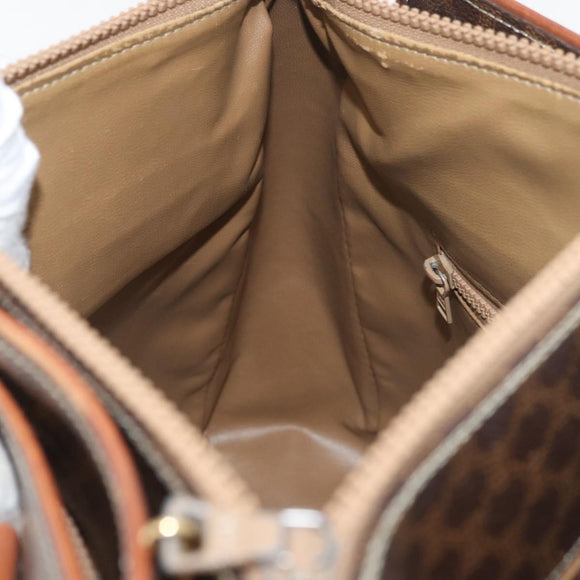 CELINE Macadam Canvas Hand Bag PVC Leather Brown Gold Auth ka3666