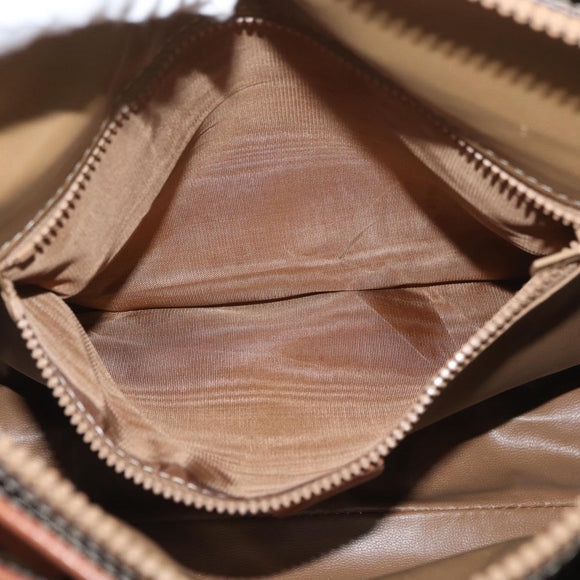 CELINE Macadam Canvas Hand Bag PVC Leather Brown Gold Auth ka3666