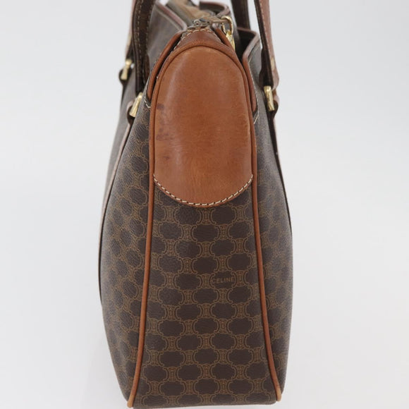 CELINE Macadam Canvas Hand Bag PVC Leather Brown Gold Auth ka3666