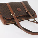 CELINE Macadam Canvas Hand Bag PVC Leather Brown Gold Auth ka3666-6