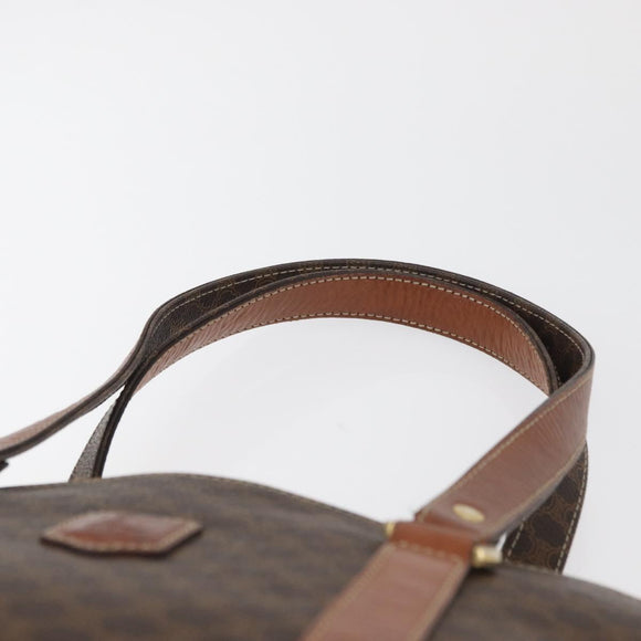 CELINE Macadam Canvas Hand Bag PVC Leather Brown Gold Auth ka3666