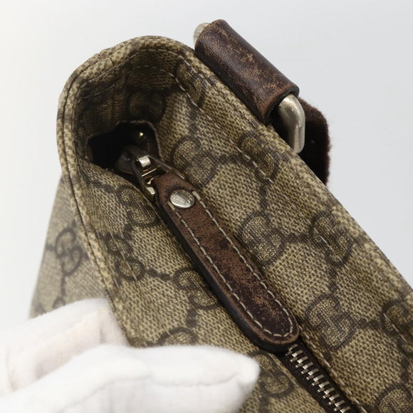 GUCCI GG Supreme Shoulder Bag PVC Beige Gold 201538 Auth ka3667