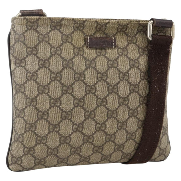 GUCCI GG Supreme Shoulder Bag PVC Beige Gold 201538 Auth ka3667