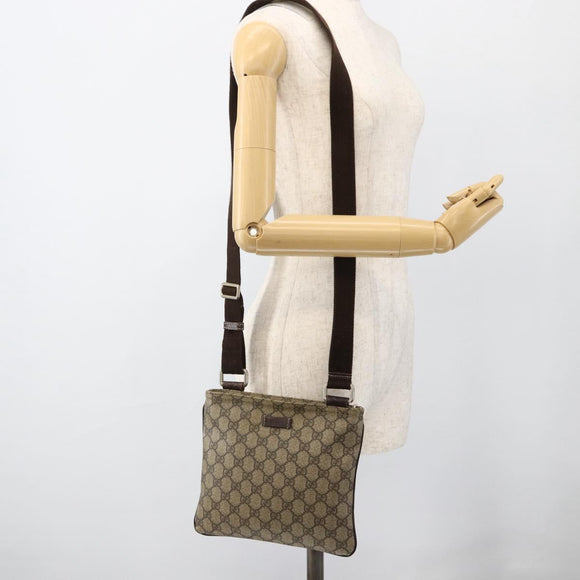 GUCCI GG Supreme Shoulder Bag PVC Beige Gold 201538 Auth ka3667