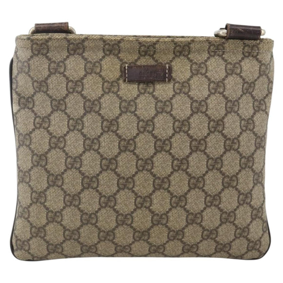 GUCCI GG Supreme Shoulder Bag PVC Beige Gold 201538 Auth ka3667
