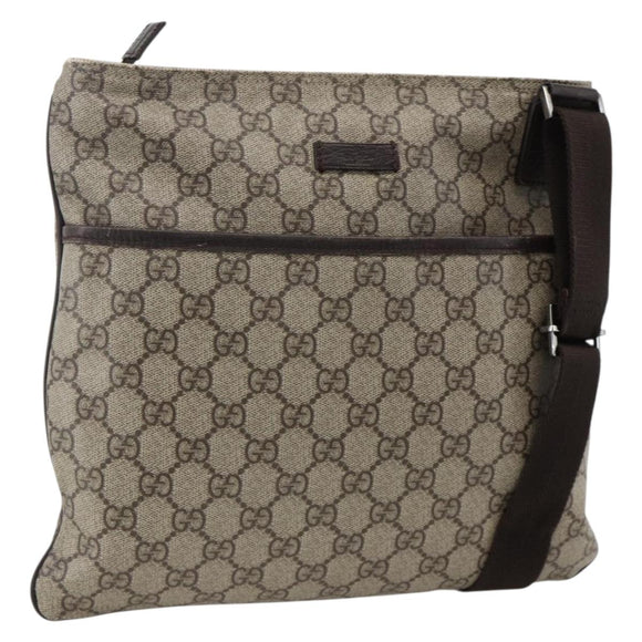 GUCCI GG Supreme Shoulder Bag PVC Beige Silver 141626 Auth ka3675