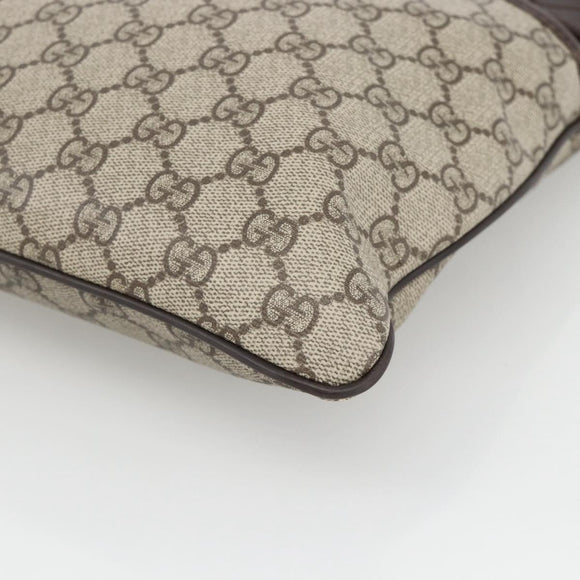 GUCCI GG Supreme Shoulder Bag PVC Beige Silver 141626 Auth ka3675
