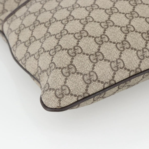 GUCCI GG Supreme Shoulder Bag PVC Beige Silver 141626 Auth ka3675