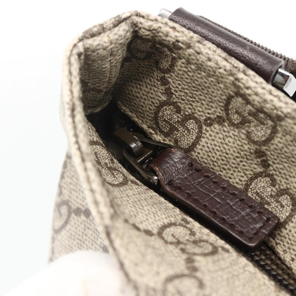 GUCCI GG Supreme Shoulder Bag PVC Beige Silver 141626 Auth ka3675