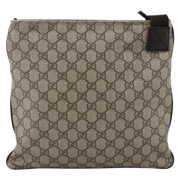 GUCCI GG Supreme Shoulder Bag PVC Beige Silver 141626 Auth ka3675