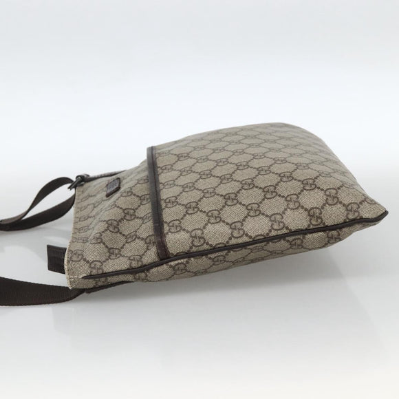GUCCI GG Supreme Shoulder Bag PVC Beige Silver 141626 Auth ka3675