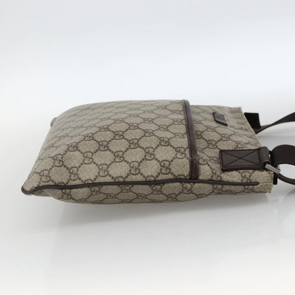 GUCCI GG Supreme Shoulder Bag PVC Beige Silver 141626 Auth ka3675