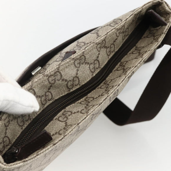 GUCCI GG Supreme Shoulder Bag PVC Beige Silver 141626 Auth ka3675