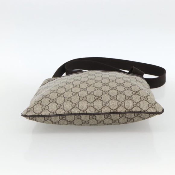 GUCCI GG Supreme Shoulder Bag PVC Beige Silver 141626 Auth ka3675