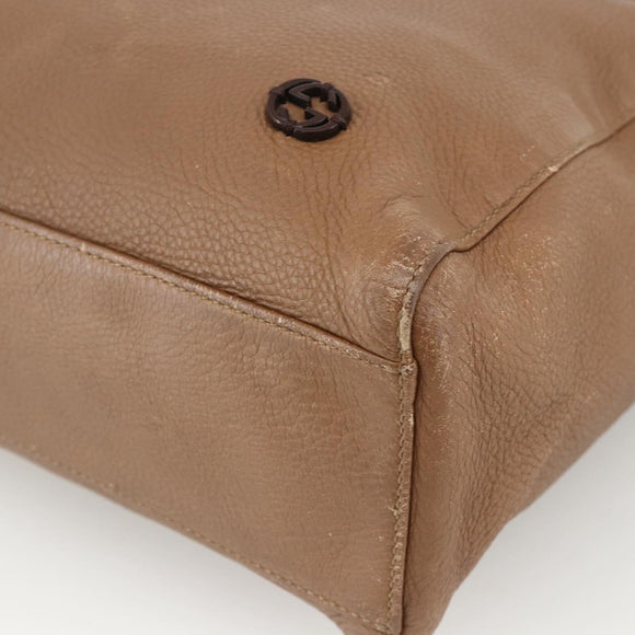 GUCCI Tote Bag Leather Brown Silver 267903 Auth ka3676