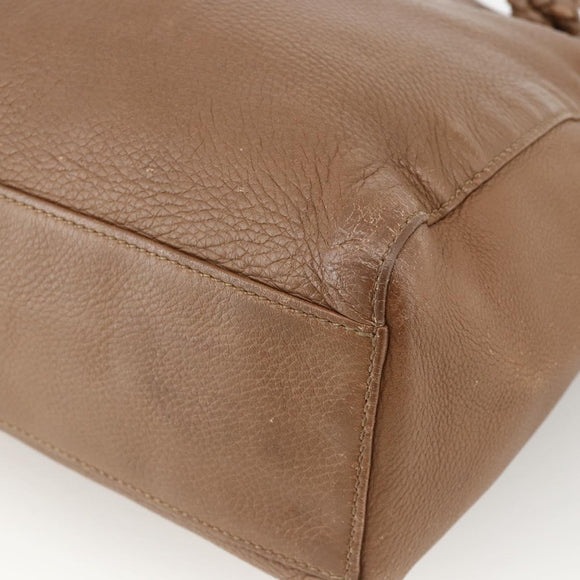 GUCCI Tote Bag Leather Brown Silver 267903 Auth ka3676