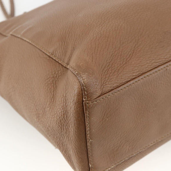 GUCCI Tote Bag Leather Brown Silver 267903 Auth ka3676