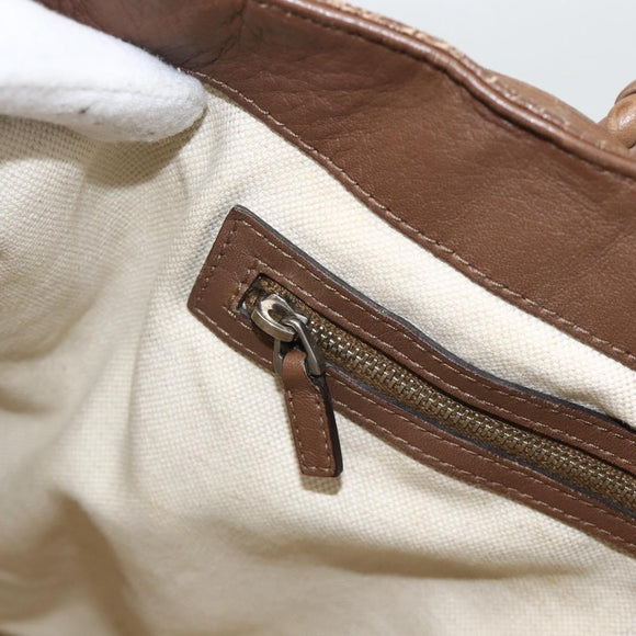 GUCCI Tote Bag Leather Brown Silver 267903 Auth ka3676