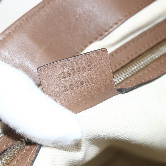 GUCCI Tote Bag Leather Brown Silver 267903 Auth ka3676