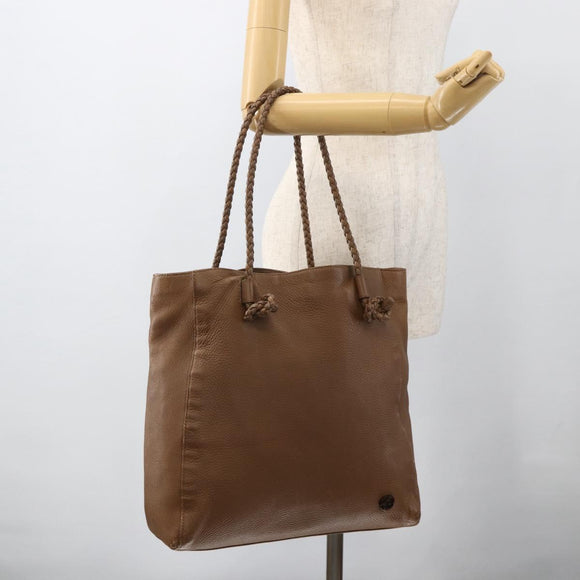GUCCI Tote Bag Leather Brown Silver 267903 Auth ka3676