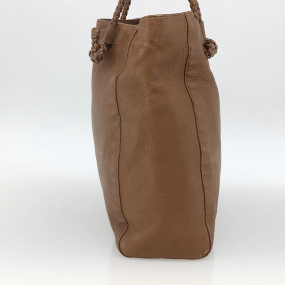GUCCI Tote Bag Leather Brown Silver 267903 Auth ka3676