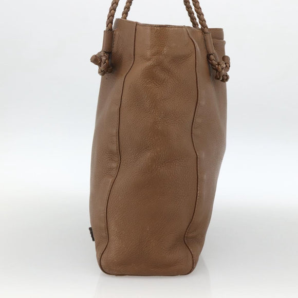 GUCCI Tote Bag Leather Brown Silver 267903 Auth ka3676