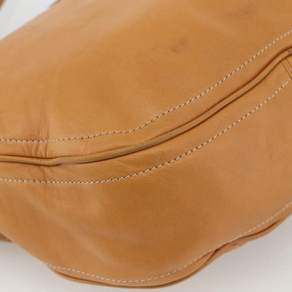LOEWE Anagram Shoulder Bag Leather Beige Gold Auth ka3682