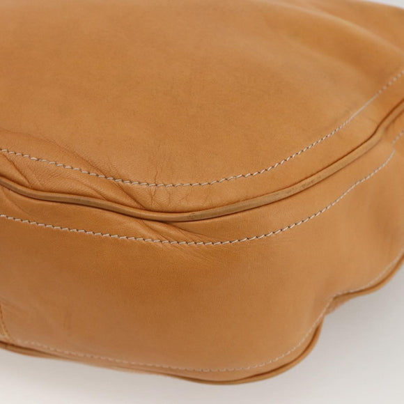LOEWE Anagram Shoulder Bag Leather Beige Gold Auth ka3682
