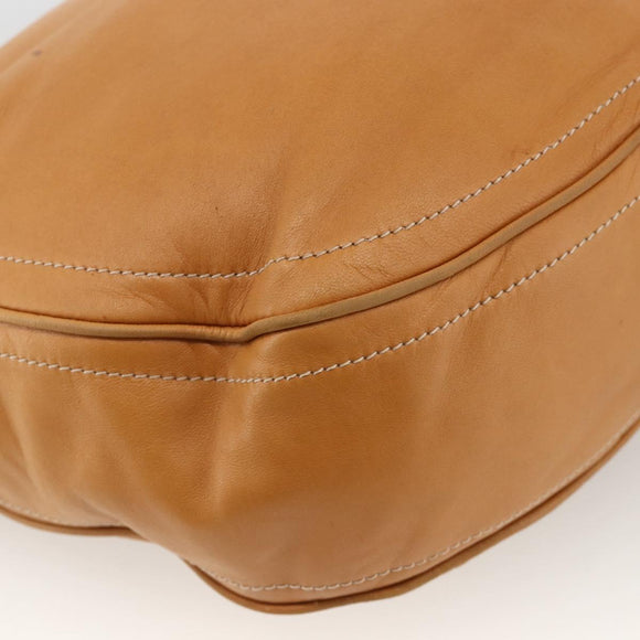 LOEWE Anagram Shoulder Bag Leather Beige Gold Auth ka3682