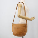 LOEWE Anagram Shoulder Bag Leather Beige Gold Auth ka3682-23