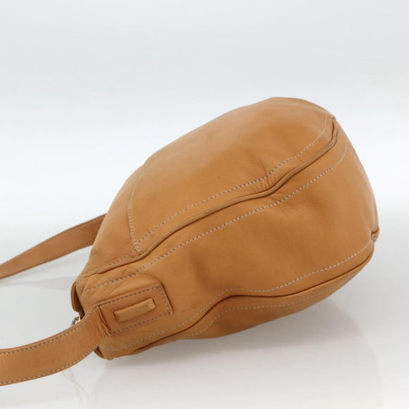 LOEWE Anagram Shoulder Bag Leather Beige Gold Auth ka3682