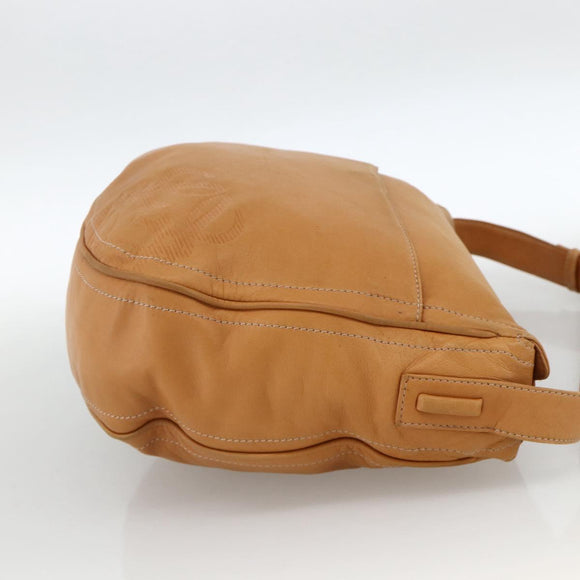 LOEWE Anagram Shoulder Bag Leather Beige Gold Auth ka3682