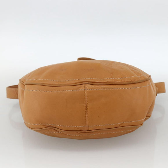 LOEWE Anagram Shoulder Bag Leather Beige Gold Auth ka3682