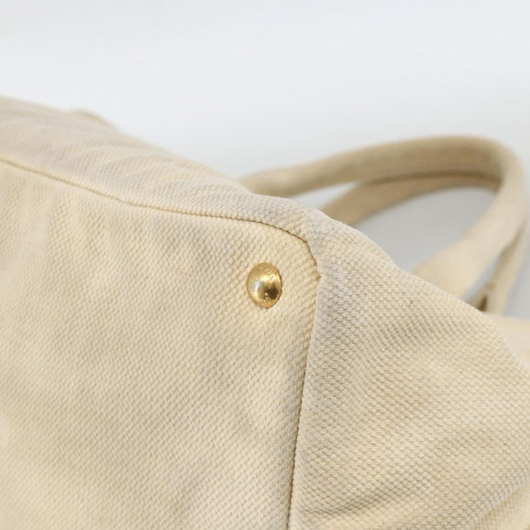 PRADA Canapa GM Hand Bag Canvas Ivory Gold Auth ka3683