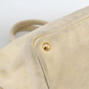 PRADA Canapa GM Hand Bag Canvas Ivory Gold Auth ka3683-13