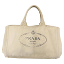 PRADA Canapa GM Hand Bag Canvas Ivory Gold Auth ka3683-2