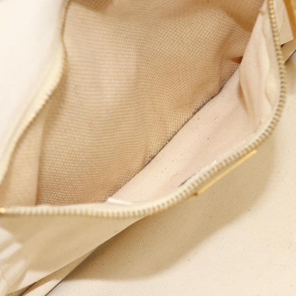 PRADA Canapa GM Hand Bag Canvas Ivory Gold Auth ka3683