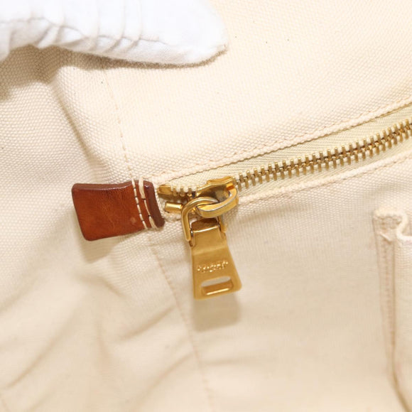 PRADA Canapa GM Hand Bag Canvas Ivory Gold Auth ka3683