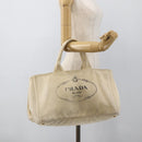 PRADA Canapa GM Hand Bag Canvas Ivory Gold Auth ka3683-24