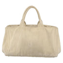 PRADA Canapa GM Hand Bag Canvas Ivory Gold Auth ka3683-3