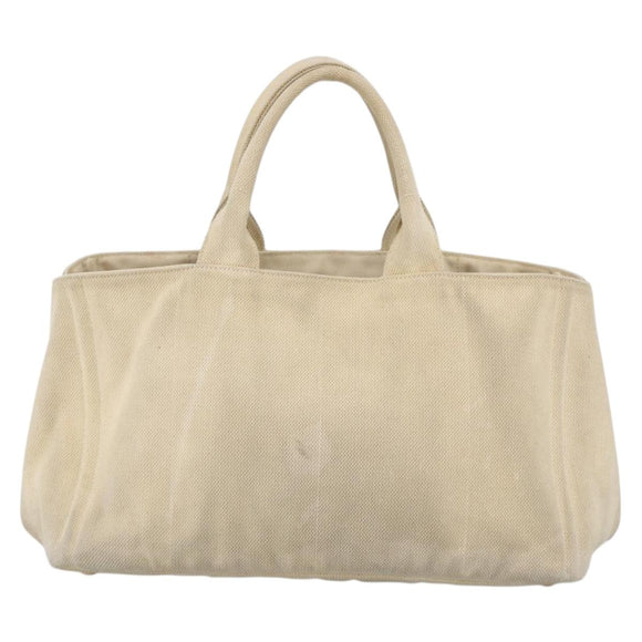 PRADA Canapa GM Hand Bag Canvas Ivory Gold Auth ka3683