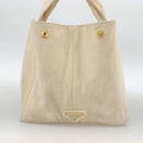 PRADA Canapa GM Hand Bag Canvas Ivory Gold Auth ka3683-4