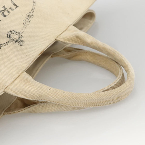 PRADA Canapa GM Hand Bag Canvas Ivory Gold Auth ka3683