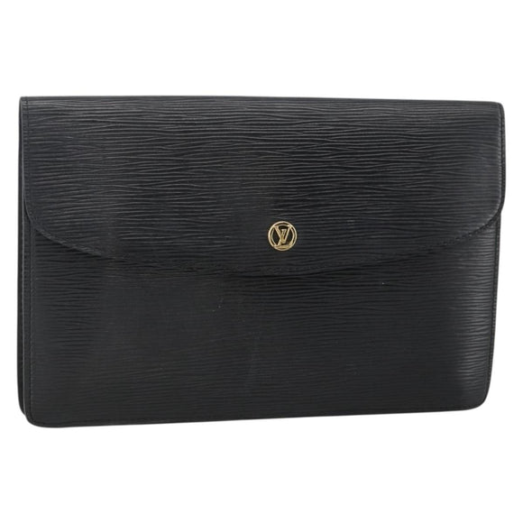 LOUIS VUITTON Epi Montaigne 27 Clutch Bag Black M52652 LV Auth ka3686