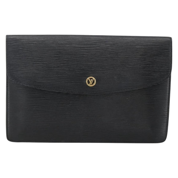LOUIS VUITTON Epi Montaigne 27 Clutch Bag Black M52652 LV Auth ka3686