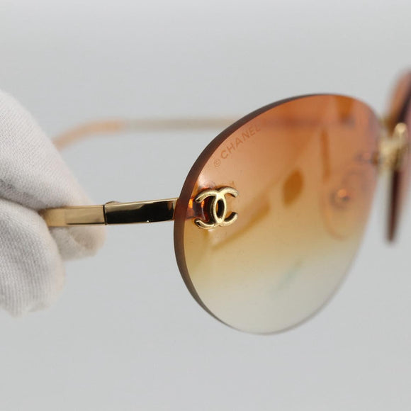 CHANEL Sunglasses metal Orange CC Auth ka3693A